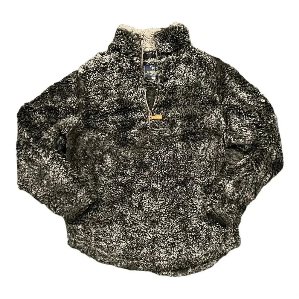 Simply Southern Steel Sherpa Quarter Zip Pullover Sweater M